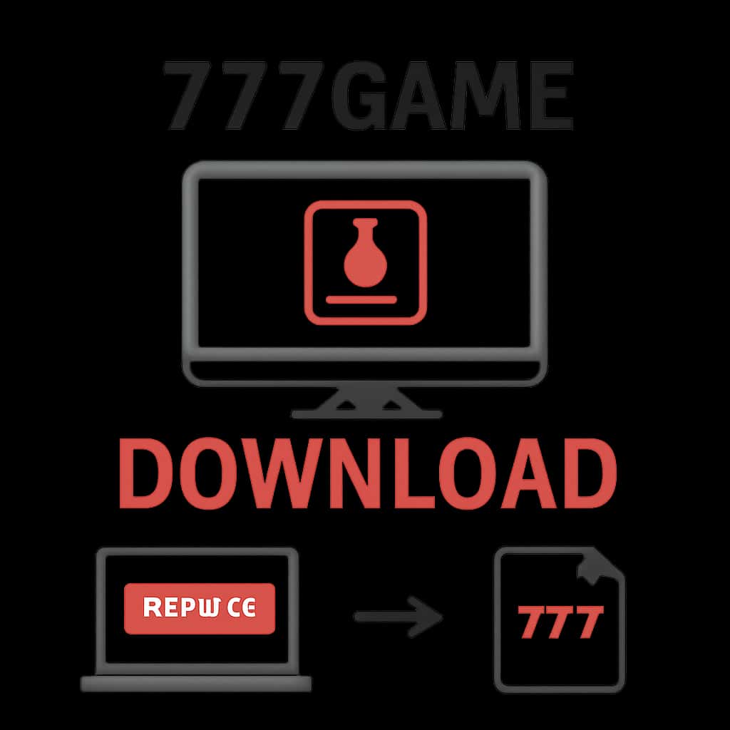 Illustration explaining the download process for 777game.