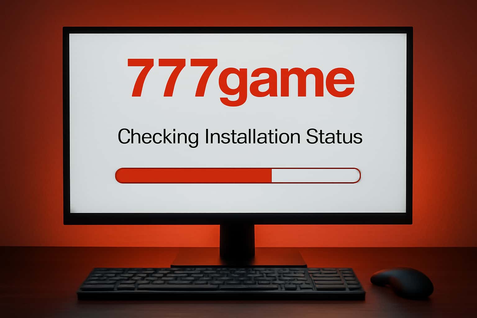 An illustration depicting the status check process for the 777game application, emphasizing installation verification.