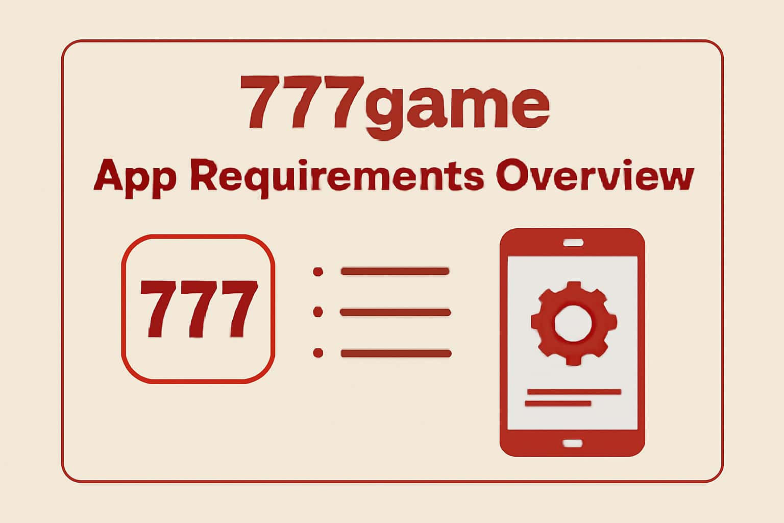 Informational scene depicting 777game App Requirements Overview.