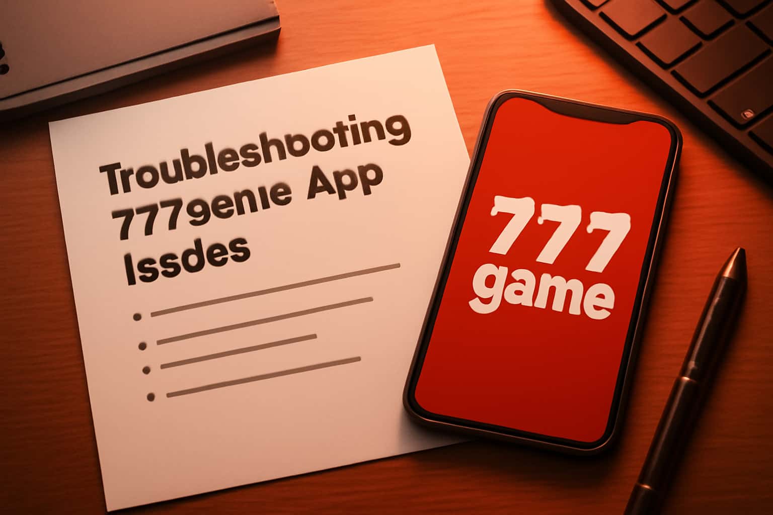 An informative scene illustrating troubleshooting steps for the 777game app.