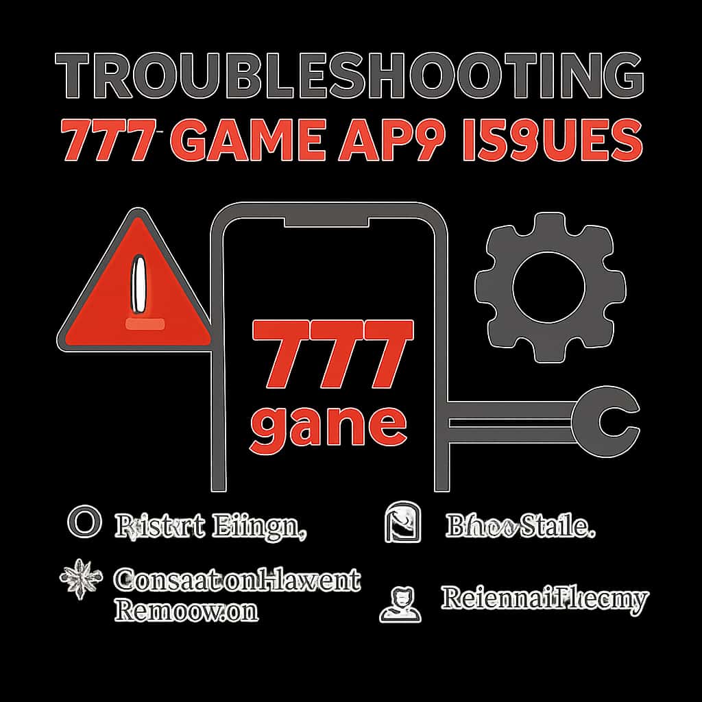 Educational diagram on troubleshooting problems in the 777game app.
